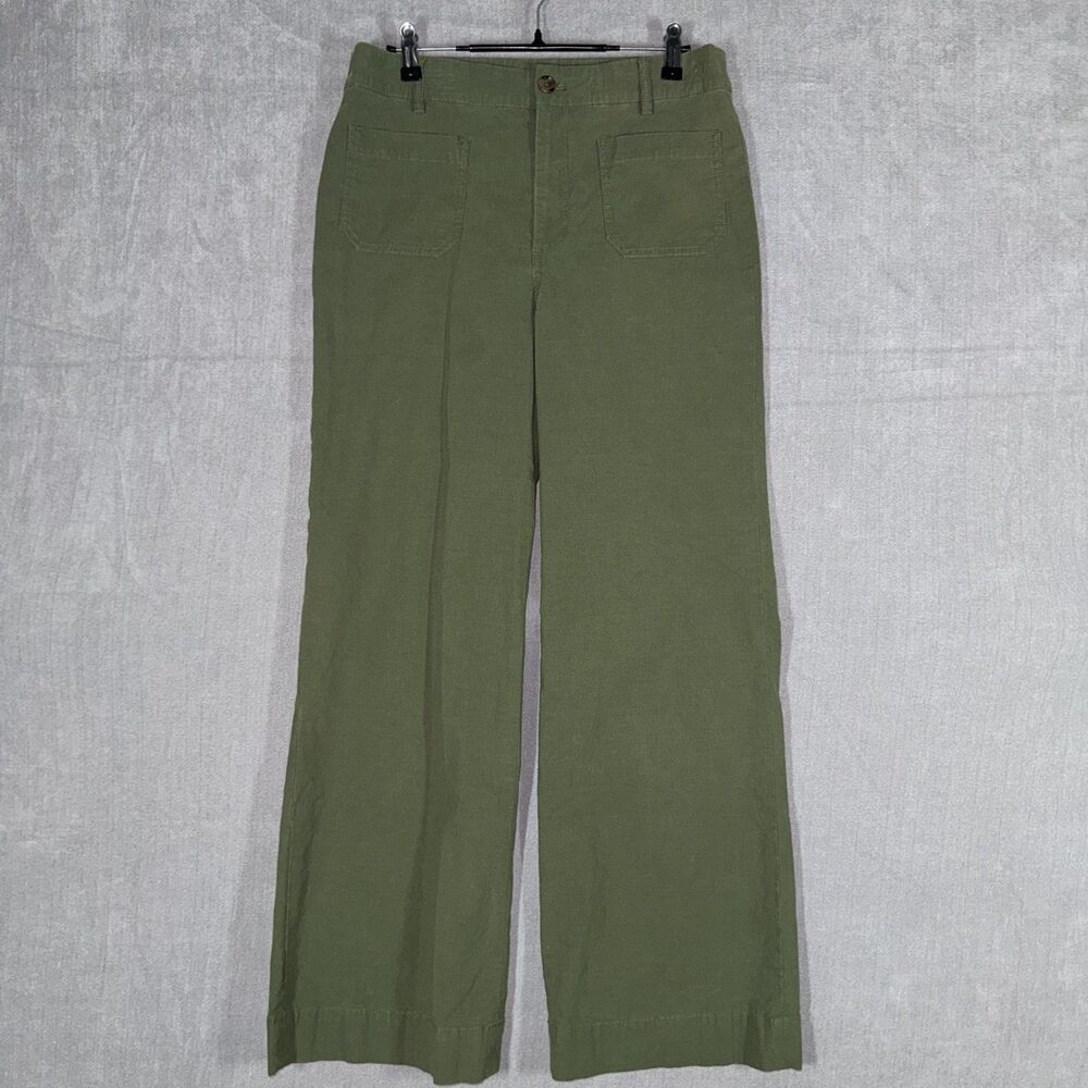 J.Crew Wide Leg Linen Blend Pants Women’s 29 Olive Green Patch Pocket High Rise